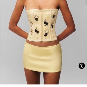 Elegant butter yellow Daniel guizio corset and skirt to match sz xs